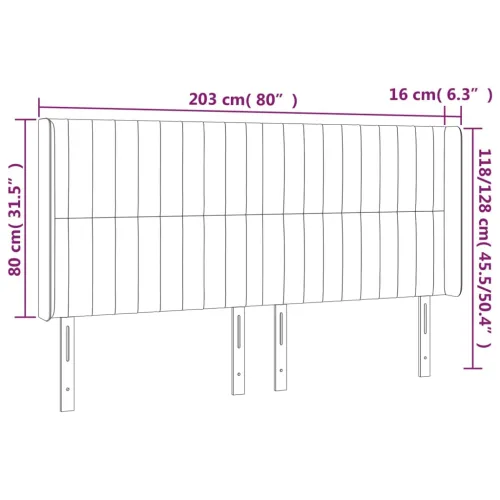Uzglavlje s ušima plavo 203x16x118/128 cm od tkanine - Plava 203 x 16 x 118/128 cm Cijena