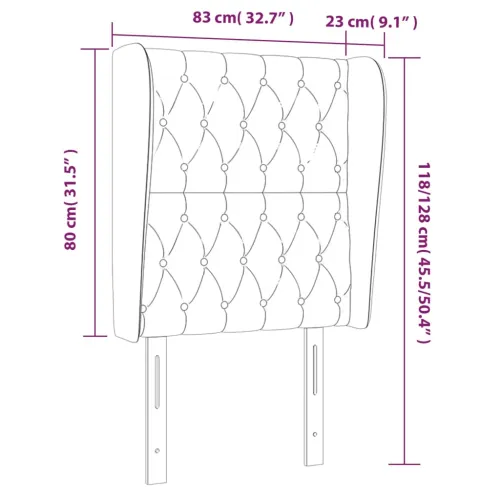 Uzglavlje s ušima tamnosivo 83 x 23 x 118/128 cm od tkanine - Tamno siva 83 x 23 x 118/128 cm Cijena