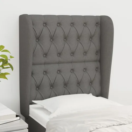 Uzglavlje s ušima tamnosivo 83 x 23 x 118/128 cm od tkanine - Tamno siva 83 x 23 x 118/128 cm Cijena