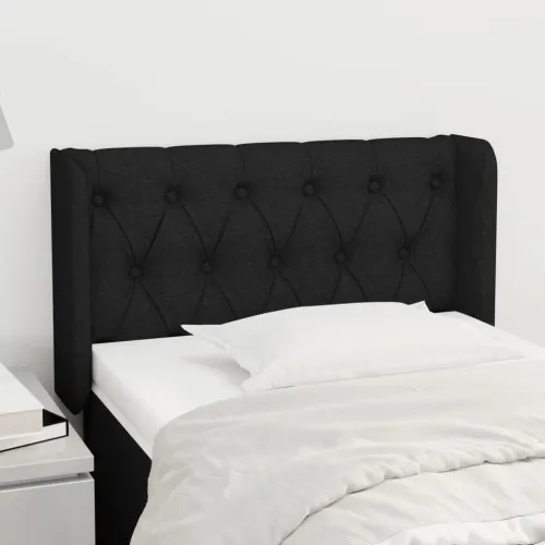 Uzglavlje s ušima crno 83x16x78/88 cm od tkanine - Crna 83 x 16 x 78/88 cm Cijena