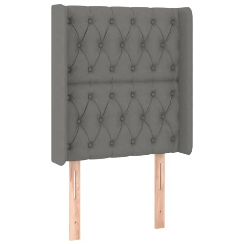 Uzglavlje s ušima tamnosivo 83x16x118/128 cm od tkanine - Tamno siva 83 x 16 x 118/128 cm Cijena