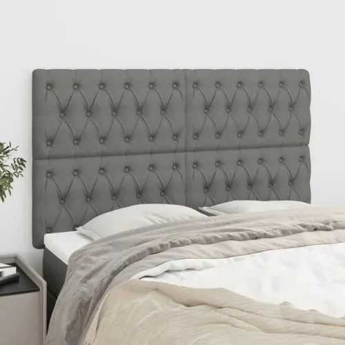 Uzglavlje tamno sivo 144x7x118/128 cm tkanina - Tamno siva 144 cm Visoko Cijena