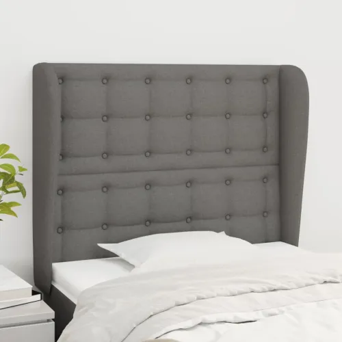 Uzglavlje s ušima tamnosivo 103x23x118/128 cm od tkanine - Tamno siva 103 x 23 x 118/128 cm Cijena