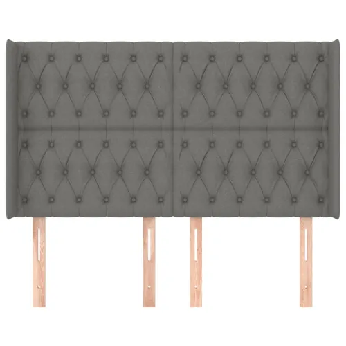 Uzglavlje s ušima tamnosivo 147x16x118/128 cm od tkanine - Tamno siva 147 x 16 x 118/128 cm Cijena
