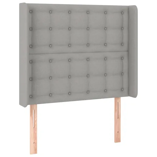Uzglavlje s ušima svjetlosivo 93x16x118/128 cm od tkanine - Svjetlosiva 93 x 16 x 118/128 cm Cijena