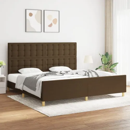 Okvir za krevet bez madraca tamnosmeđi 200x200 cm od tkanine - Tamno smeđa 200 x 200 cm gumbi Tamno smeđa Cijena