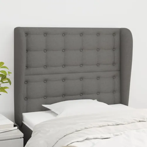 Uzglavlje s ušima tamnosivo 83 x 23 x 118/128 cm od tkanine - Tamno siva 83 x 23 x 118/128 cm Cijena