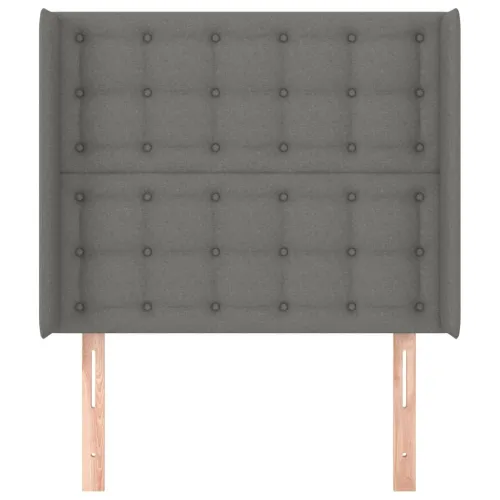 Uzglavlje s ušima tamnosivo 83x16x118/128 cm od tkanine - Tamno siva 83 x 16 x 118/128 cm Cijena