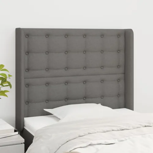 Uzglavlje s ušima tamnosivo 83x16x118/128 cm od tkanine - Tamno siva 83 x 16 x 118/128 cm Cijena