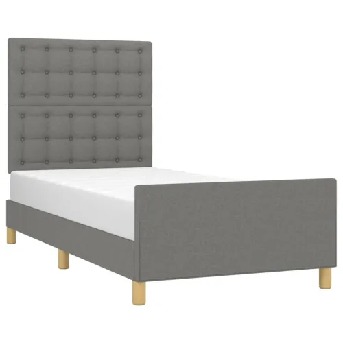 Okvir za krevet s uzglavljem tamnosivi 80x200 cm od tkanine - Tamno siva 80 x 200 cm gumbi Cijena