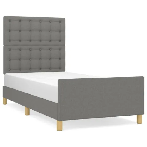 Okvir za krevet s uzglavljem tamnosivi 80x200 cm od tkanine - Tamno siva 80 x 200 cm gumbi Cijena