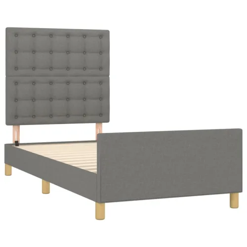 Okvir za krevet s uzglavljem tamnosivi 80x200 cm od tkanine - Tamno siva 80 x 200 cm gumbi Cijena
