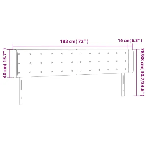 Uzglavlje s ušima crno 183x16x78/88 cm od tkanine - Crna 183 x 16 x 78/88 cm Cijena