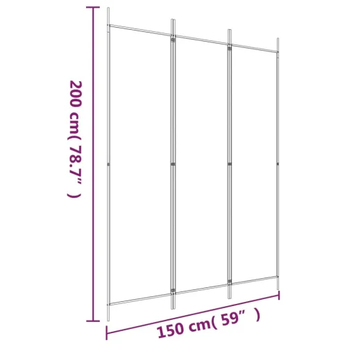 Paravan - Sobna pregrada s 3 panela bijela 150 x 200 cm od tkanine - Bijela 150 x 200 cm Cijena