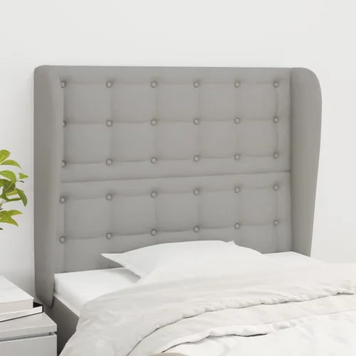 Uzglavlje s ušima svjetlosivo 93x23x118/128 cm od tkanine - Svjetlosiva 93 x 23 x 118/128 cm Cijena