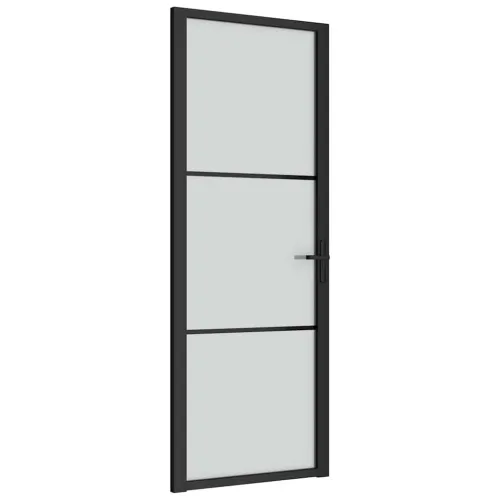 Unutarnja vrata 76 x 201,5 cm crna od mat stakla i aluminija - Crna i mutna 76 x 201.5 cm 1 2 vodoravne šipke Cijena