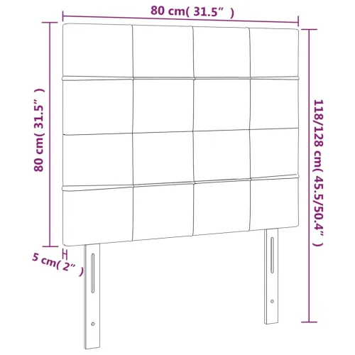 Uzglavlje svijetlosivo 80x5x118/128 cm baršunasto - Svjetlosiva 80 cm Visoko Cijena