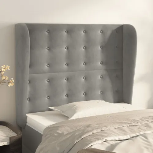 Uzglavlje s ušima svjetlosivo 93x23x118/128 cm baršunasto - Svjetlosiva 93 x 23 x 118/128 cm Cijena