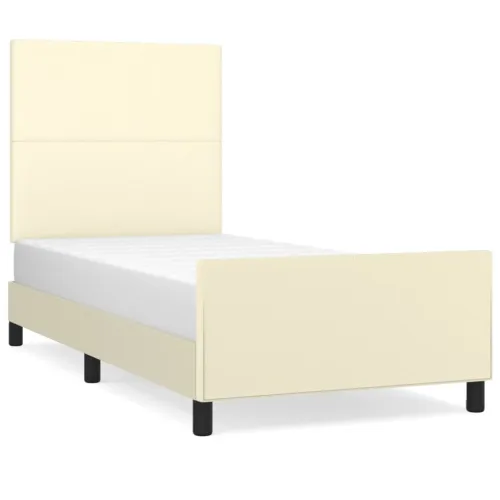 Okvir za krevet s uzglavljem krem 100x200 cm od umjetne kože - Krema 100 x 200 cm Gladak dizajn Cijena
