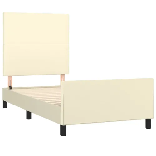 Okvir za krevet s uzglavljem krem 100x200 cm od umjetne kože - Krema 100 x 200 cm Gladak dizajn Cijena