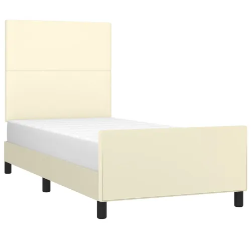Okvir za krevet s uzglavljem krem 100x200 cm od umjetne kože - Krema 100 x 200 cm Gladak dizajn Cijena