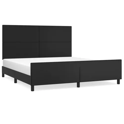 Okvir za krevet s uzglavljem crni 180x200 cm od umjetne kože - Crna 180 x 200 cm Gladak dizajn Cijena