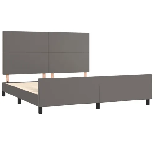 Okvir za krevet s uzglavljem sivi 180x200 cm od umjetne kože - Siva 180 x 200 cm Gladak dizajn Cijena