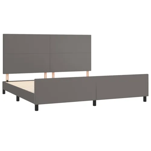 Okvir za krevet s uzglavljem sivi 200x200 cm od umjetne kože - Siva 200 x 200 cm Gladak dizajn Cijena