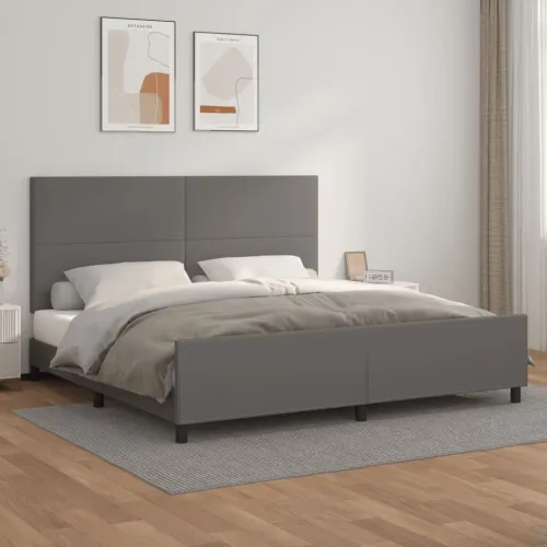 Okvir za krevet s uzglavljem sivi 200x200 cm od umjetne kože - Siva 200 x 200 cm Gladak dizajn Cijena