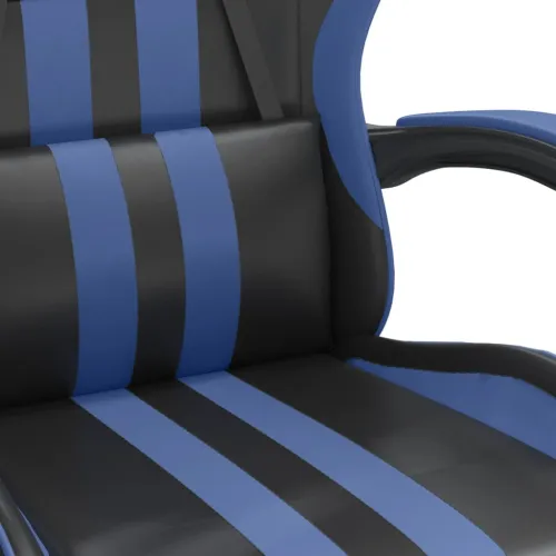 Okretna Gaming stolica s osloncem crno-plava od umjetne kože - Crna i plava Sa naslonom za noge Cijena