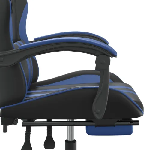 Okretna Gaming stolica s osloncem crno-plava od umjetne kože - Crna i plava Sa naslonom za noge Cijena