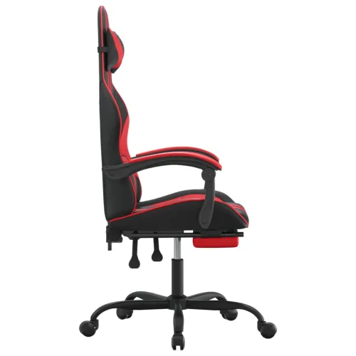 Okretna Gaming stolica s osloncem crno-crvena od umjetne kože - Crna i crvena Sa naslonom za noge Cijena
