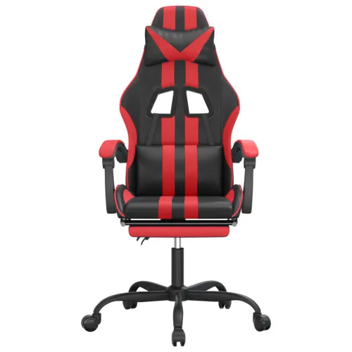Okretna Gaming stolica s osloncem crno-crvena od umjetne kože - Crna i crvena Sa naslonom za noge Cijena