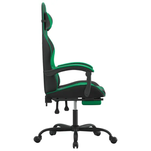 Okretna Gaming stolica s osloncem crno-zelena od umjetne kože - Crna i zelena Sa naslonom za noge Cijena