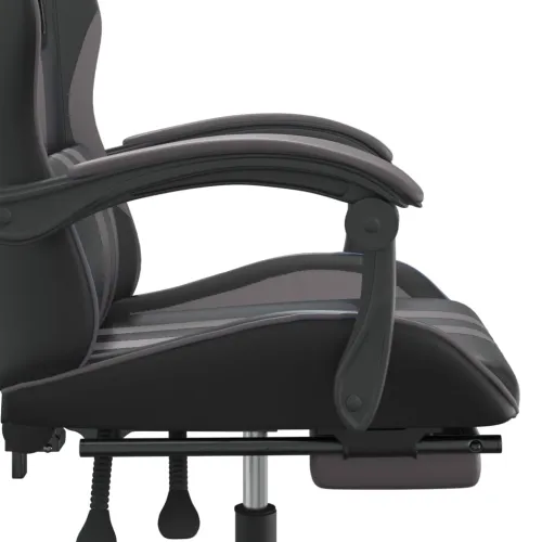 Okretna Gaming stolica s osloncem crno-siva od umjetne kože - Crna i siva Sa naslonom za noge Cijena