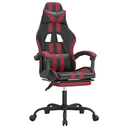 Okretna Gaming stolica s osloncem crna i boja vina umjetna koža - Crna i crvena boja vina Sa naslonom za noge Cijena