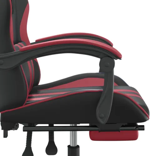 Okretna Gaming stolica s osloncem crna i boja vina umjetna koža - Crna i crvena boja vina Sa naslonom za noge Cijena