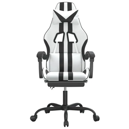 Okretna Gaming stolica s osloncem bijelo-crna od umjetne kože - Bijela i crna Sa naslonom za noge Cijena