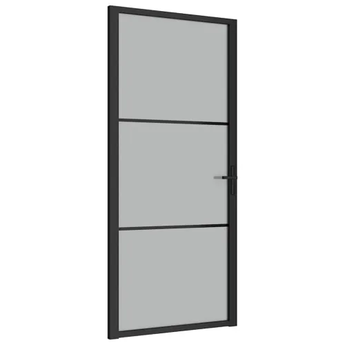 Unutarnja vrata 93 x 201,5 cm crna od mat stakla i aluminija - Crna i mutna 93 x 201.5 cm 1 2 vodoravne šipke Cijena