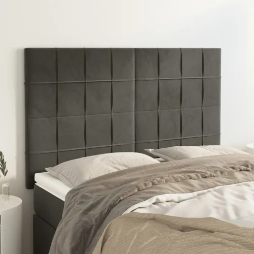 Uzglavlje tamno sivo 144x5x118/128 cm baršunasto - Tamno siva 144 cm Visoko Cijena
