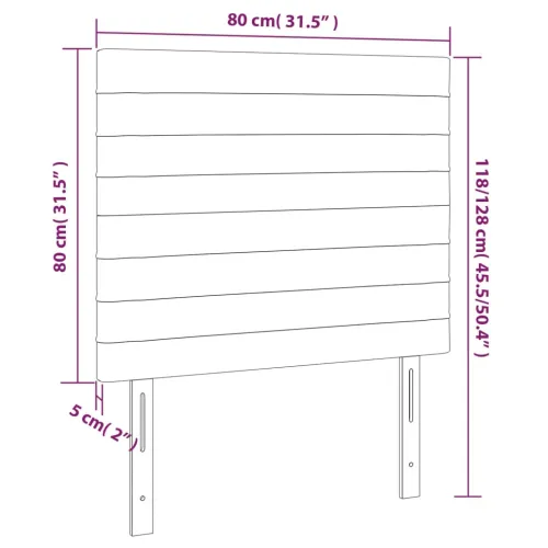 Uzglavlje svijetlosivo 80x5x118/128 cm baršunasto - Svjetlosiva 80 cm Visoko Cijena