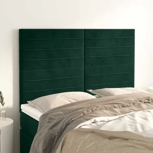 Uzglavlje tamnozeleno 144x5x118/128 cm baršunasto - Tamnozelena 144 cm Visoko Cijena