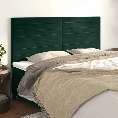 Uzglavlje tamnozeleno 200x5x118/128 cm baršunasto - Tamnozelena 200 cm Visoko Cijena