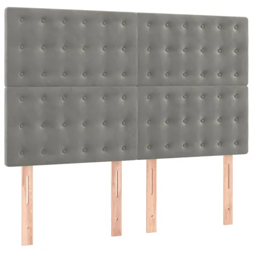 Uzglavlje svijetlosivo 144x5x118/128 cm baršunasto - Svjetlosiva 144 cm Visoko Cijena