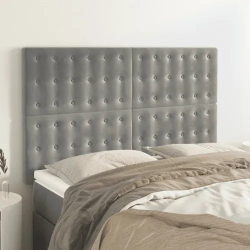 Uzglavlje svijetlosivo 144x5x118/128 cm baršunasto - Svjetlosiva 144 cm Visoko Cijena