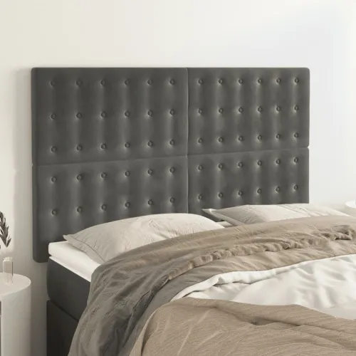 Uzglavlje tamno sivo 144x5x118/128 cm baršunasto - Tamno siva 144 cm Visoko Cijena