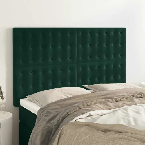 Uzglavlje tamnozeleno 144x5x118/128 cm baršunasto - Tamnozelena 144 cm Visoko Cijena