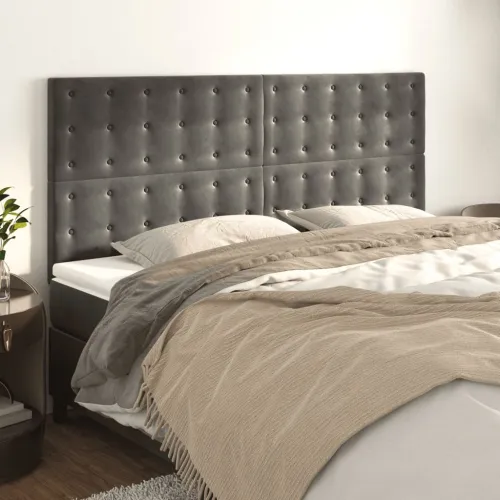 Uzglavlje tamno sivo 200x5x118/128 cm baršunasto - Tamno siva 200 cm Visoko Cijena