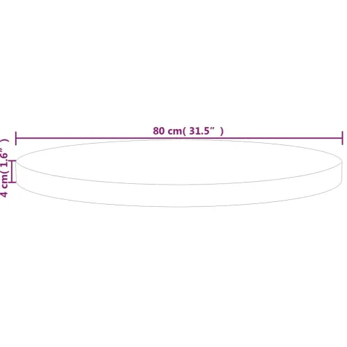 Okrugla stolna ploča Ø 80 x 4 cm netretirana masivna hrastovina - Prirodna Ø 80 x 4 cm Cijena