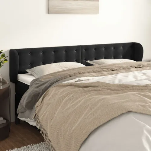 Uzglavlje s ušima crno 163x23x78/88 cm baršunasto - Crna 163 x 23 x 78/88 cm Cijena